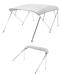 VEVOR 4-kaareline paadibimini, 600D veekindel p&auml;ikesevari alumiiniumraamiga, 244x200-213x137cm, Helehall