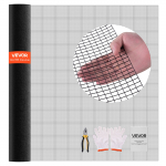 VEVOR 183x3048cm galvaniseeritud vin&uuml;&uuml;lkattega keevitatud traataia rull, 1.27cm v&otilde;rk, tugev loomade ja aia tara