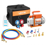 VEVOR 3,5 CFM (99 L/min) HVAC vaakumpump ja manomeetrikomplekt, &uuml;heastmeline, sobib R134a R22 R410a R1234YF R32, kaasas kott