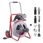 VEVOR 30m x 13mm kanalisatsiooni puhastusmasin automaatse etteandega, 8 l&otilde;ikuri ja jalg-l&uuml;litiga 50&ndash;150mm torudele ratastel