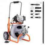 VEVOR 22,8m x 9,5mm torupuhastusmasin automaatse etteandega, 8 l&otilde;ikuri, jalal&uuml;liti ja ratastega 50&ndash;100mm torudele