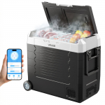 VEVOR 55 l kahe tsooniga auto k&uuml;lmik-s&uuml;gavk&uuml;lmik, -20&deg;C kuni 20&deg;C, 12/24V ja 100&ndash;240V, APP juhtimine, ratastega, autole, matkaautole