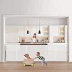 VEVOR T&otilde;mmatav Laste ja Lemmikloomade Turvav&auml;rav, 87 cm K&otilde;rge, Laiendatav kuni 280 cm, V&otilde;rgumaterjal, Valge