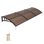 VEVOR pol&uuml;karbonaadist ukse varikatus 96 x 297 cm, pruun katus ABS kronsteinidega, &auml;ravoolu ja UV50+ kaitsega vihma, lume ja p&auml;ikese eest