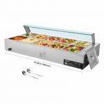 VEVOR 1700W elektriline roostevabast terasest toidusoojendaja klaaskaanega, 10-vanniga Bain Marie toitlustuseks ja &uuml;ritusteks