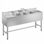 VEVOR 3-osaline roostevabast terasest kraanikauss topelt &auml;ravoolulauaga, 254x356x254 mm kausid, pritsmekaitsega, &auml;riliseks ja koduseks kasutuseks