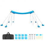 VEVOR rannatelk p&auml;ikesevari, 3 x 3 m UPF50+ Lycra varikatus, tuulekindel 8 liivakoti ja 4 postiga, kaasaskantav vari 4&ndash;7 inimesele