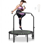 VEVOR 102 cm kokkupandav mini fitness-trampoliin 4-astmelise reguleeritava k&auml;epidemega, 150 kg kandev&otilde;imega, sise- ja &otilde;uetreeninguks