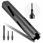 VEVOR 51mm teemantpuur, 241mm s&uuml;gavus, M16 sisekeerega, adapterite ja pilootpuuriga, betoonile ja m&uuml;&uuml;ritisele