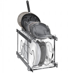 VEVOR 2-kihiline v&auml;lja t&otilde;mmatav poti- ja panniriiul, reguleeritav terasest korraldaja, sobib 30cm laiusesse kappi