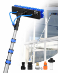 VEVOR 3,6 m veega varustatud puhastuskomplekt 180&deg; p&ouml;&ouml;ratava harja, 20 m vooliku ja seebidosaatoriga p&auml;ikesepaneelide ja akende puhastamiseks