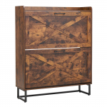 VEVOR Brown Farmhouse Shoe Cabinet with 2 Flip Drawers, Adjustable Shelves, Metal Legs, Anti-Tip, 800x240x973mm