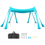 VEVOR rannatelk p&auml;ikesekaitse 3x3 m, UPF50+ l&uuml;kra varikatus liivakottidega, 2 m postid, tuulekindel varikatus 4&ndash;7 inimesele, roheline