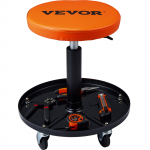 VEVOR veerev mehaanikutool t&ouml;&ouml;riistasalvega, 113 kg, reguleeritav k&otilde;rgus 40.6&ndash;55.9 cm, polsterdatud garaažitool, must+oranž