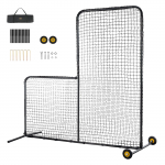 VEVOR 213x213 cm L-kujuline pesapalli/softpalli turvav&otilde;rk ratastega, vastupidav viskaja kaitse treeningupuuridele