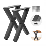 VEVOR X-raamil terasest laualabad 750x600 mm, 1000 kg kandev&otilde;ime, reguleeritavad jalad, 2 tk, must, kontori-, s&ouml;&ouml;gi- ja t&ouml;&ouml;laudadele