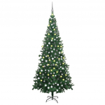 Valgustatud kunstkuusk kuulidega 240 cm, roheline