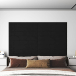 Seinapaneelid 12 tk, must, 90 x 15 cm, samet, 1,62 m&sup2;