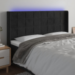 LED-voodipeats, must, 203x16x118/128 cm, samet
