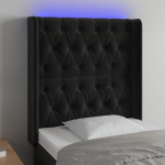 Led-voodipeats, must, 83x16x118/128 cm, samet