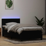 KONTINENTAALVOODI MADRATSIGA, MUST, 80X220 CM, SAMET