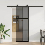 L&uuml;kanduks riistvara komplektiga must 76x205 cm karastatud klaas