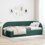 Nurga voodiraam peatsiga Tume rohelise 80 cm x 200 cm Samet