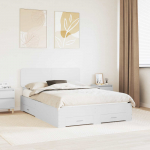 Voodiraam peatsiga sahtliga Valge 160 x 200 cm Tehispuit