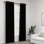 Linase v&auml;limusega pimendavad kardinad 2 tk must 140 x 245 cm