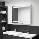 LED vannitoa peegelkapp, s&auml;ravvalge, 80 x 12 x 68 cm