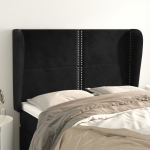 Voodipeats servadega, must, 147x23x118/128 cm, samet