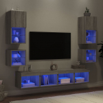 8-osaline telerikappide komplekt LED-tuledega, hall sonoma tamm