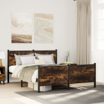 Metallist voodiraam ilma madratsita suitsutatud tamm 140x200 cm