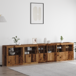 Kapp koos led valgusega vanast puust 283x37x67 cm t&ouml;&ouml;deldud puit