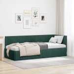 Nurga voodiraam peatsiga Tume rohelise 80 cm x 200 cm Samet