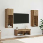 TV Seinakapid LED-ribatuledega 4 tk Must tamm Tehispuit