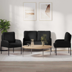 Diivanikomplektid padjaga 3 tk Must 115 x 56 x 80 cm Vineer
