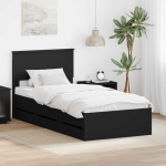Voodiraam sahtliga peaga must 90 x 190 cm inseneripuit