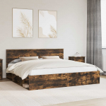 Voodiraam peatsiga Suitsetatud tamm 200 x 200 cm Tahke m&auml;nd