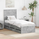 Voodiraam peatsiga sahtliga Betoonhall 75 x 190 cm Inseneripuit