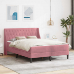 Voodiraam madratsiga madratsiga peaga Roosa 140 x 190 cm Samet