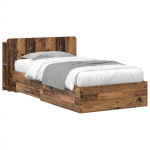 Voodiraam ladustamisega peaga Vana puit 80 x 200 cm Tehispuit