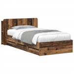 Voodiraam ladustamisega peaga Vana puit 80 x 200 cm Tehispuit