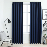 Pimendavad kardinad konksudega, 2 tk, sinine, 140 x 225 cm