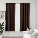 Pimendavad kardinad konksudega, 2 tk pruunikashall 140 x 175 cm