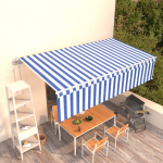 Automaatne varikatus rulooga, 6 x 3 m, sinine/valge