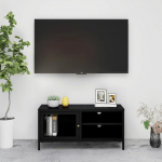 Telerialus, must, 90 x 30 x 44 cm, teras ja klaas