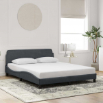Voodiraam Dover, tumehall, 152x203 cm, samet