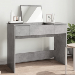 Peegliga tualettlaud, betoonhall, 100x45x76 cm