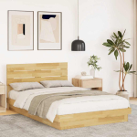 Voodiraam peatsiga ilma madratsita 120x190 cm t&auml;ispuidust tamm